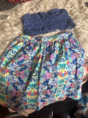 Victoria’s Secret Lace Bralette & Vibrant Skirt Set - Blue, Pink, Green